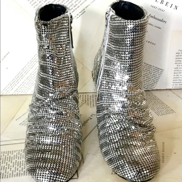 Free People Bling Metallic Boot silver Chainmail - Picture 4 of 6